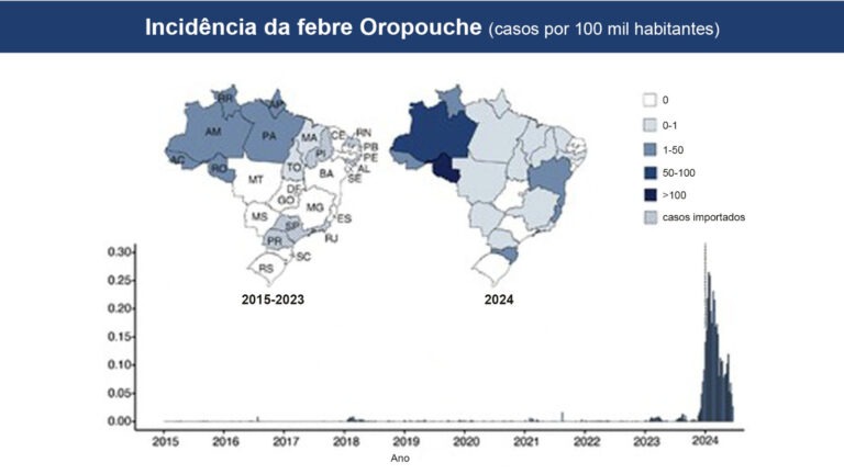Casos da febre do oropouche aumentaram quase 200 vezes neste ano